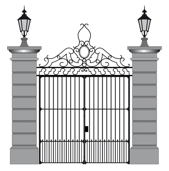Vector illustration of a wrought iron gate — Stock Illustration Vector Illustration Wrought Iron Gate Stock Vector