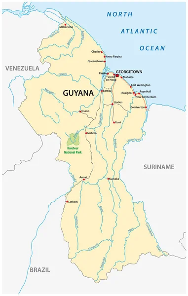 Mapa Vectorial República Guyana — Vector de stock