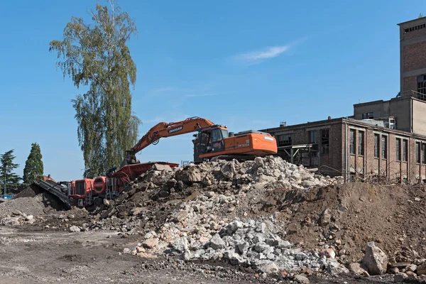 Hattersheim Main Okriftel Γερμανία Αυγούστου 2018 Ανοικοδόμηση Και Μερική Κατεδάφιση — Φωτογραφία Αρχείου