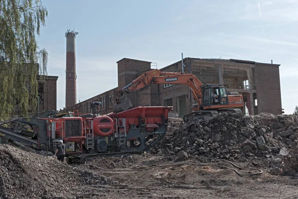 Hattersheim Main Ostkriftel Niemcy Sierpień 2018 Odbudowy Częściowej Rozbiórki Starego — Zdjęcie stockowe