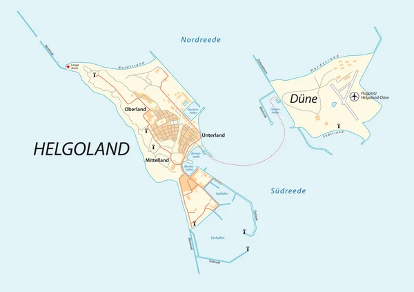 Helgoland Helgoland Duitsland Vector Kaart — Stockvector