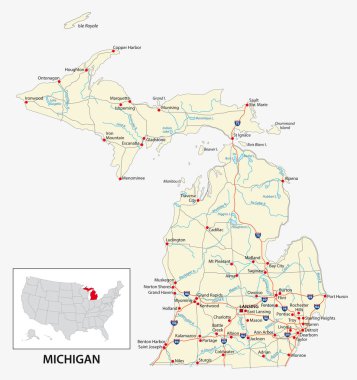Bize Amerikan devlet Michigan yol haritası.