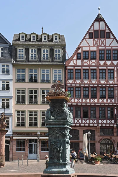 Frankfurt Main Alemanha Agosto 2018 Ninho Águia Base Fonte Justitia — Fotografia de Stock