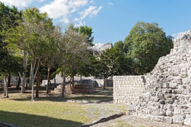 Becan, Campeche, Mexico 'nun antik Maya şehrinin kalıntıları..