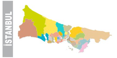 Renkli Istanbul idari ve siyasi vektör harita .