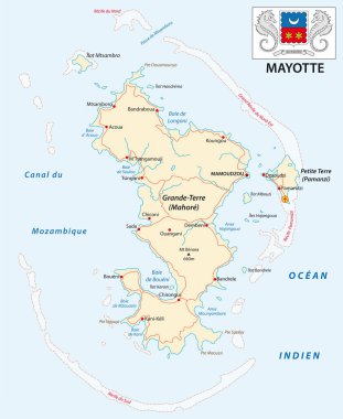 Mayotte bölümü yol vektör harita silah kat ile.