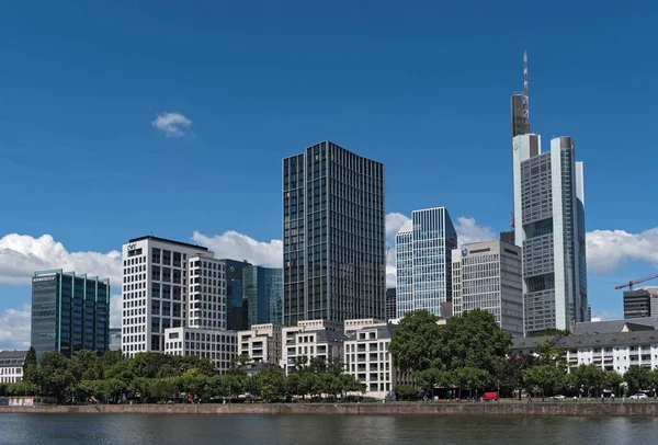 Frankfurt Main Alemanha Junho 2018 Vista Sobre Distrito Financeiro Com — Fotografia de Stock