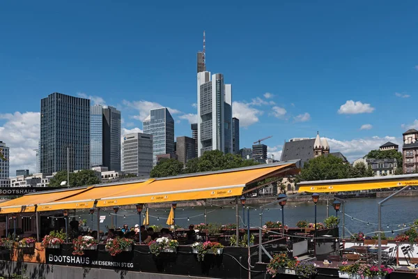 Frankfurt Nad Mohanem Německo Červen 2018 Pohled Finanční Čtvrti Hlavní — Stock fotografie