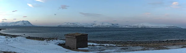 Widok Ullsfjorden Alpy Lyngen Lyngen Tromsoe — Zdjęcie stockowe
