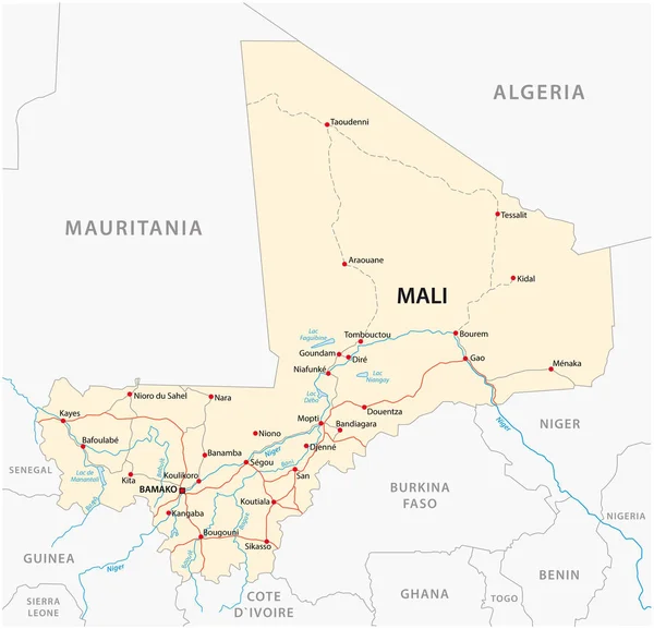 Mali Cumhuriyeti Vektör Sokak Haritası — Stok Vektör