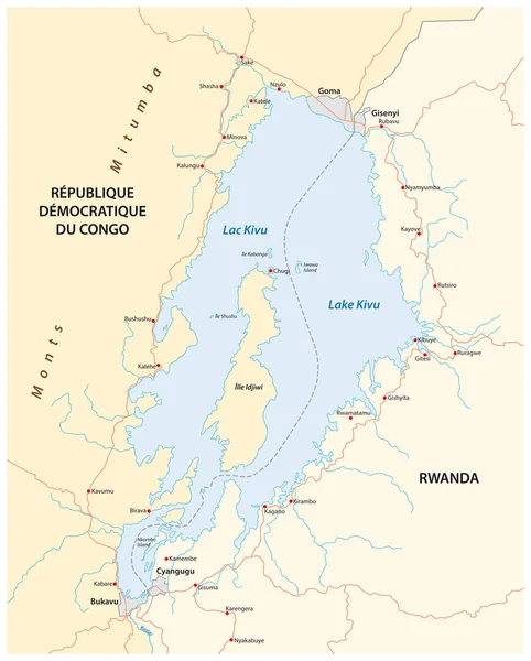 Mapa Vetorial Lago Kivu África Oriental Congo Ruanda —  Vetores de Stock