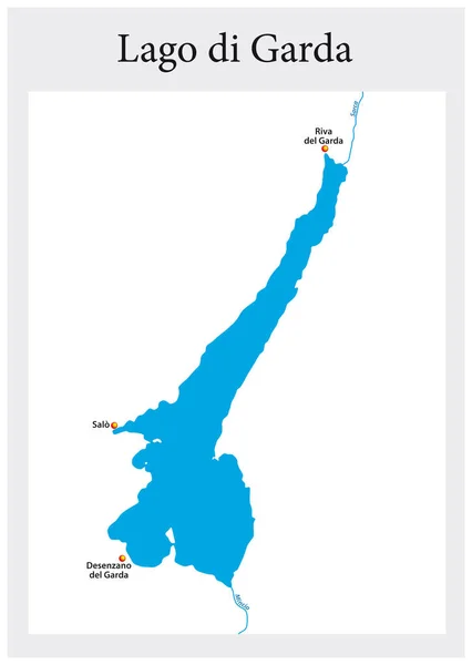 Pequeño Mapa Del Alto Lago Italiano Garda Italia — Vector de stock