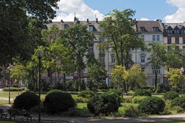 FRANKFURT AM MAIN, GERMANY-JUNE 27, 2018: baseler platz square in downtown frankfurt, germanybaseler platz square in downtown frankfurt, germany.
