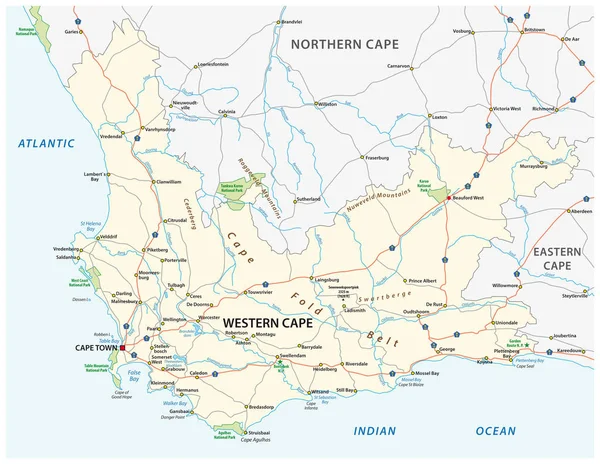 Южная Африка Западная Капская Провинция Векторная Карта Национального Парка — стоковый вектор