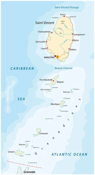 Saint Vincent Grenadyny Wektor Mapa — Wektor stockowy