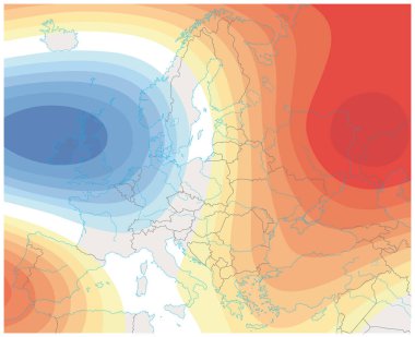 imaginary meteorological weather image of the europe weather map. clipart