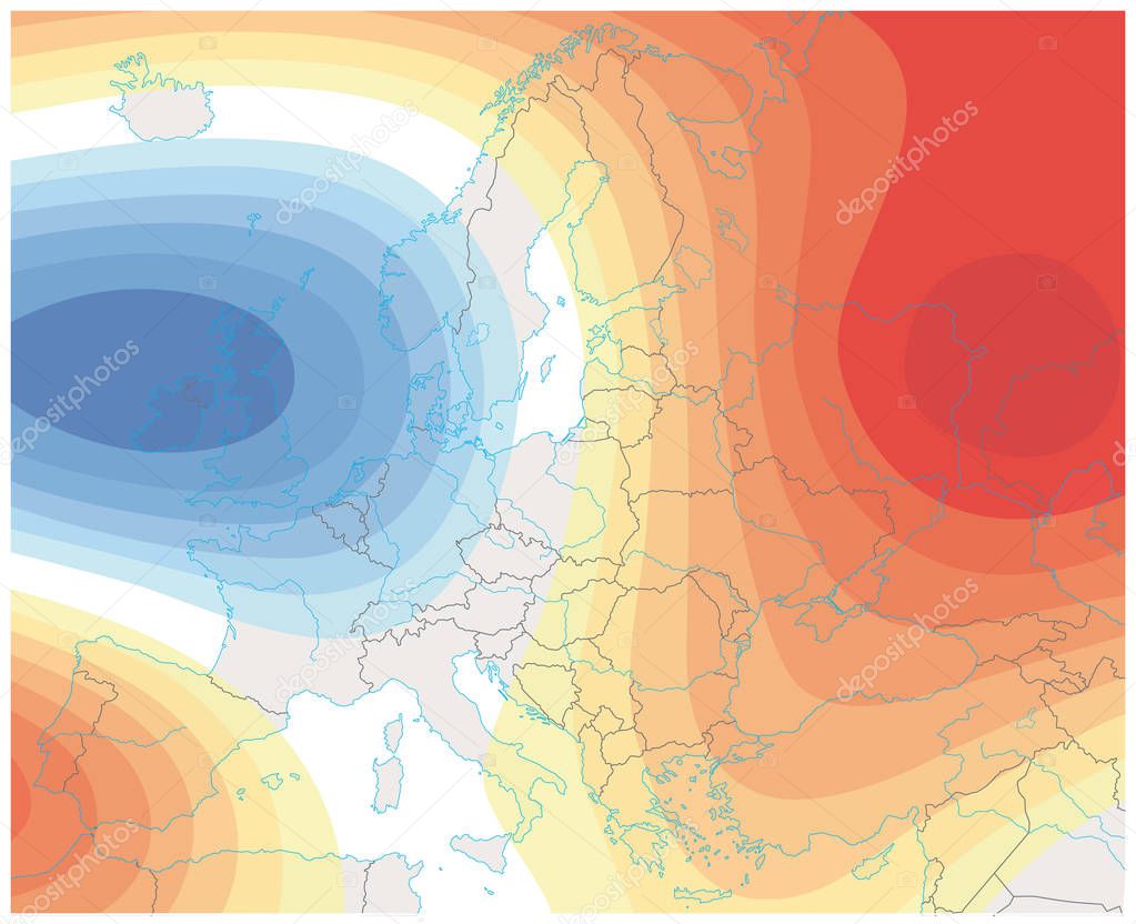 imaginary meteorological weather image of the europe weather map.