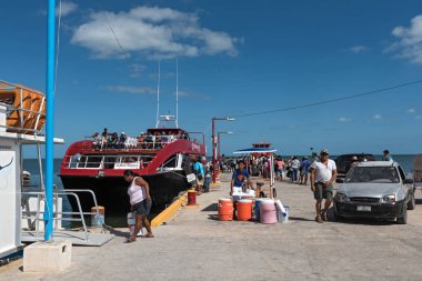 CHIQUILA, MEXICO-MARCH 25, 2018: the harbor of chiquila, quintana roo, mexico. clipart