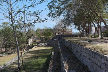 Eski Maya şehrinin kalıntıları Uxmal. UNESCO Dünya Mirası Alanı, Yucatan, Meksika.