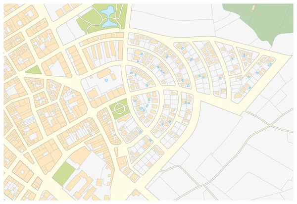 Imaginært Matrikelkort Område Med Bygninger Gader – Stock-vektor