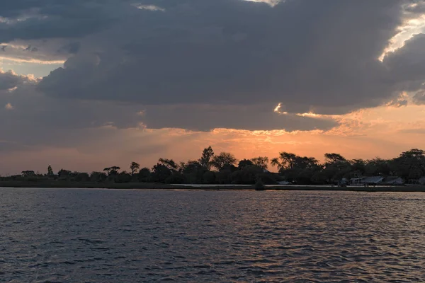 Sonnenuntergang Chobe Fluss Zwischen Namibia Botswana — Stockfoto