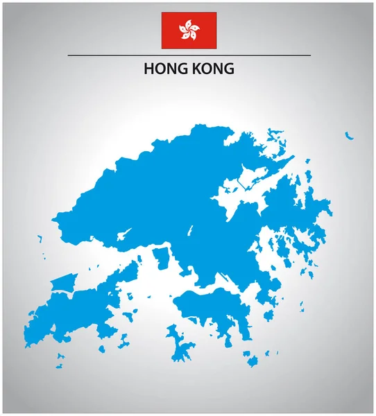 Jednoduchý Vektorový Obrys Mapa Hong Kong Vlajkou — Stockový vektor