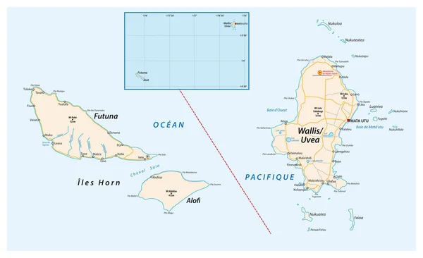 Hoja Ruta Del Territorio Francés Ultramar Wallis Futuna — Vector de stock