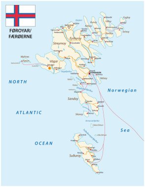 Faroe Adaları 'nın yol haritası Kuzey Atlantik Takımadası, Danimarka