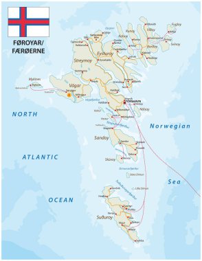 Faroe Adaları 'nın yol haritası Kuzey Atlantik Takımadası, Danimarka