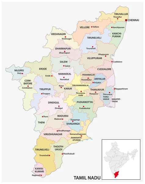 áˆ Tamil Nadu State Political Map Stock Vectors Royalty Free Tamil Nadu Map Illustrations Download On Depositphotos