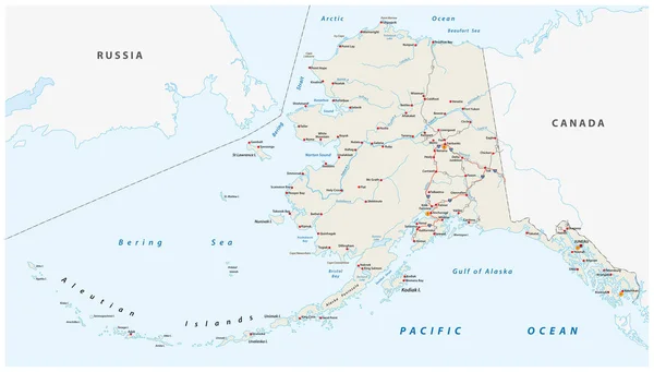 Vector Road Map North American State Alaska United States America — Stock Vector