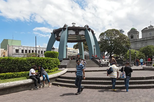 San Jose Costa Rica Março 2017 Pessoas Parque Central Frente — Fotografia de Stock