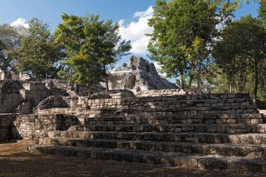 Becan, Campeche, Mexico 'nun antik Maya şehrinin kalıntıları.