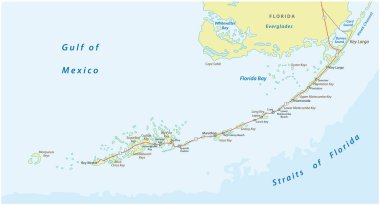 Florida Keys Yolu ve Seyahat Vektör Haritası Detayları