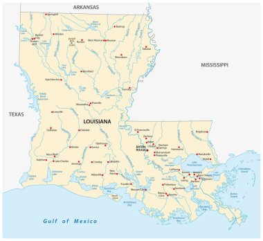 ABD 'nin Louisiana eyaletinin vektör haritası.