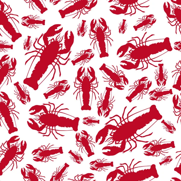 Lobster Vector Senza Cuciture Ripetizione Rossa Qualsiasi Uso Sfondo Bianco — Vettoriale Stock