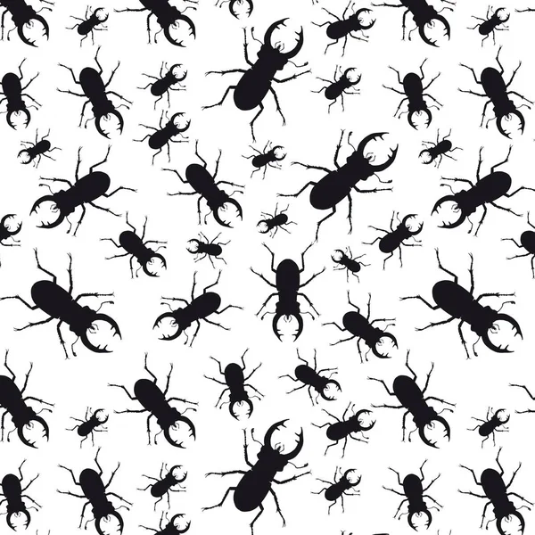 Stag beetle seamless modeli ile geyik böceği (Lucanus cervus) beyaz arka plan üzerinde