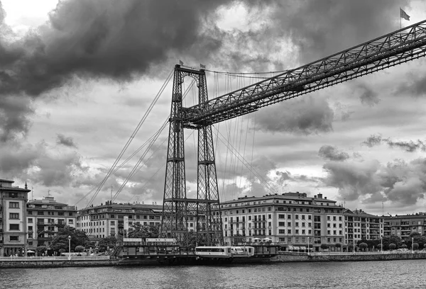 Bizkaia Puente Vizcaya Portugalete Üzerinden Ria Bilbao Siyah Beyaz Arasındaki — Stok fotoğraf