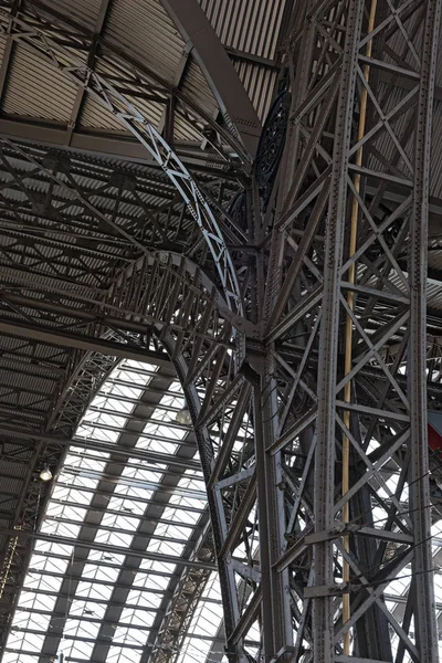 Construção Telhado Ferro Estação Principal Frankfurt Main Alemanha — Fotografia de Stock