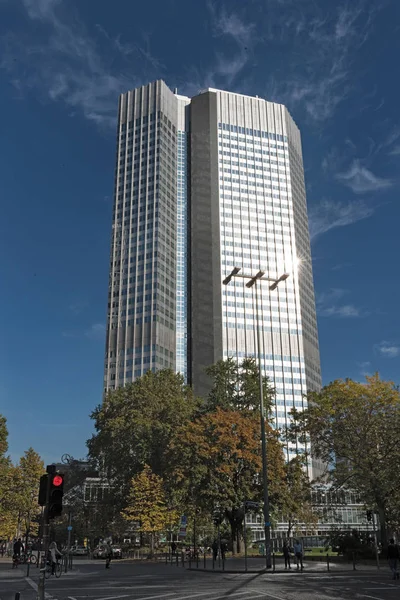 Frankfurt Nad Menem Niemcy Września 2017 Widok Budynku Eurotower Dawnej — Zdjęcie stockowe