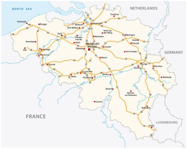Etiketli Belçika otoyol vektör haritası
