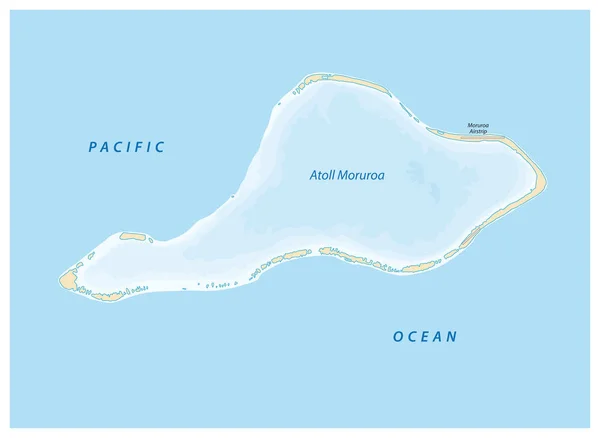 Vektor Karta Över Moruroa Mururoa Mururura Atoll Som Tillhör Franska — Stock vektor