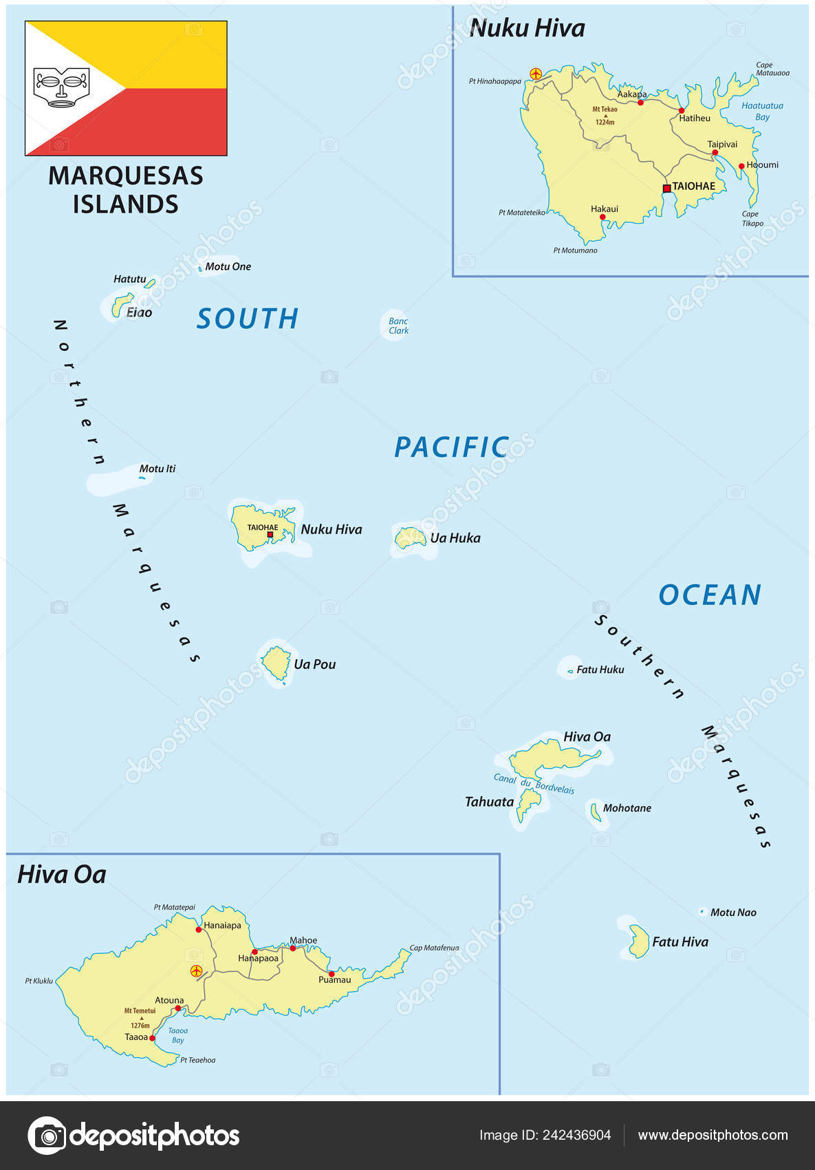 Marquesas Islands Vector Map Flag France Stock Vector Image by