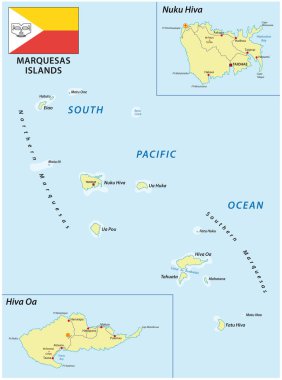 Marquesas Adaları vektör harita bayrak, Fransa