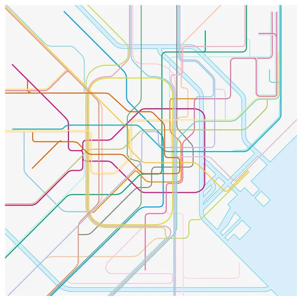 Farbige Metrovektorkarte Der Japanischen Hauptstadt Tokio — Stockvektor