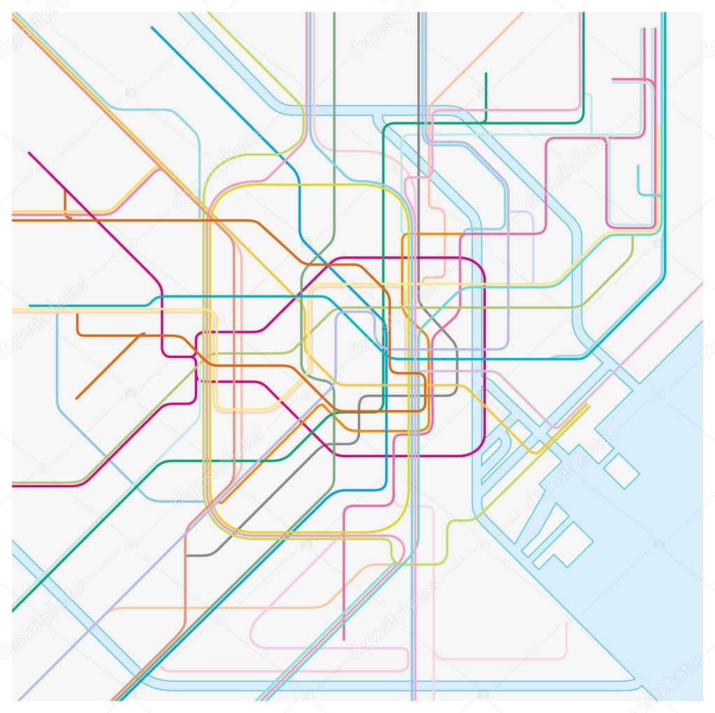 colored metro vector map of the japanese capital tokio