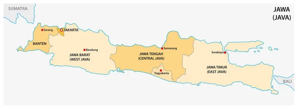 Simple Administrative Political Vector Map Indonesian Island Java — Stock Vector