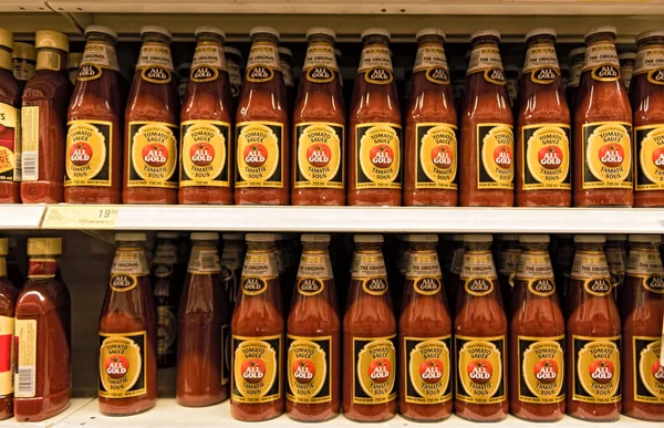 Kasane Botswana November 2018 Supermarket Shelf All Gold Tomato Ketchup — Stock Photo, Image