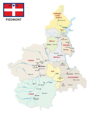 bayraklı piedmont idari ve siyasi vektör haritası
