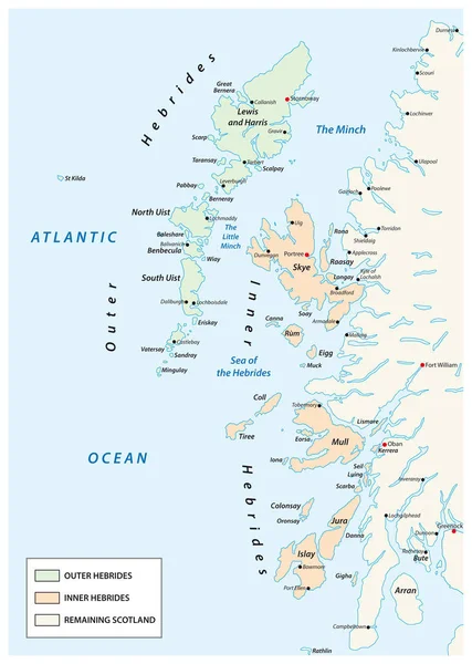 Vector map of scottish archipelago hebrides at the north west co — Stock Vector